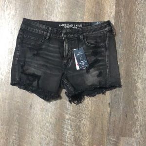 American Eagle black frayed shorts size 14